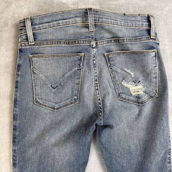 HUDSON Women's Size 26 Distressed Nico Midrise Sparkle Side Panel Skinny Jeans - Picture 8 of 9